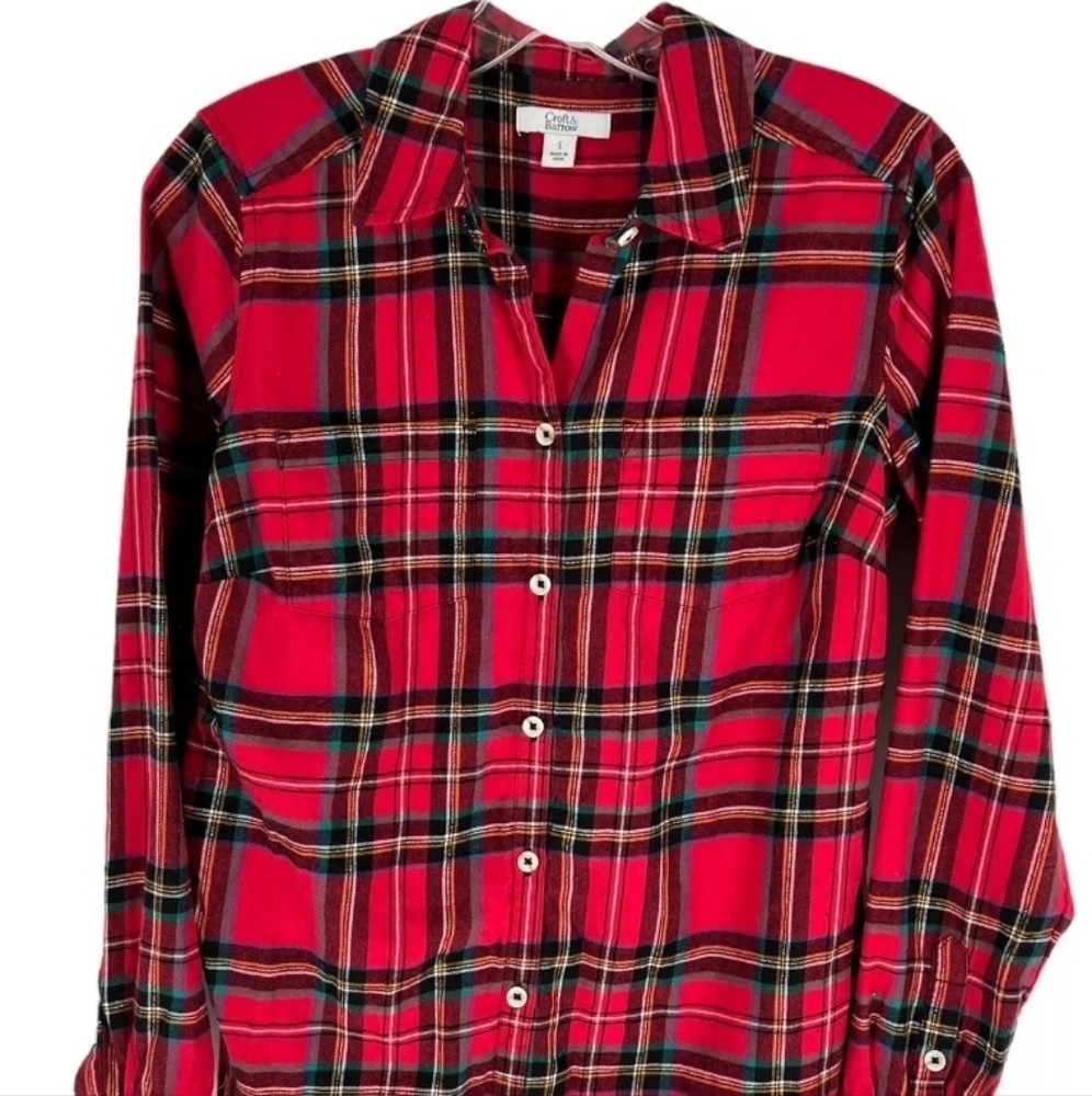 CROFT & BARROW RED PLAID FLANNEL SIZE SMALL